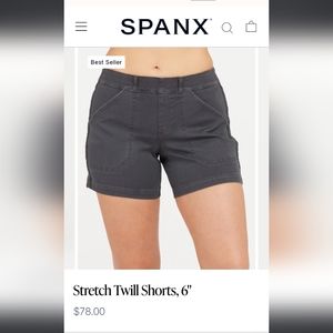 Spanx stretxh twill shorts 6" inseam sz Large